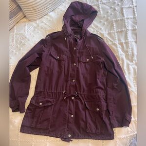 Buffalo by David Bitton Women's Burgundy Hooded Utility Cargo Jacket, Size M
